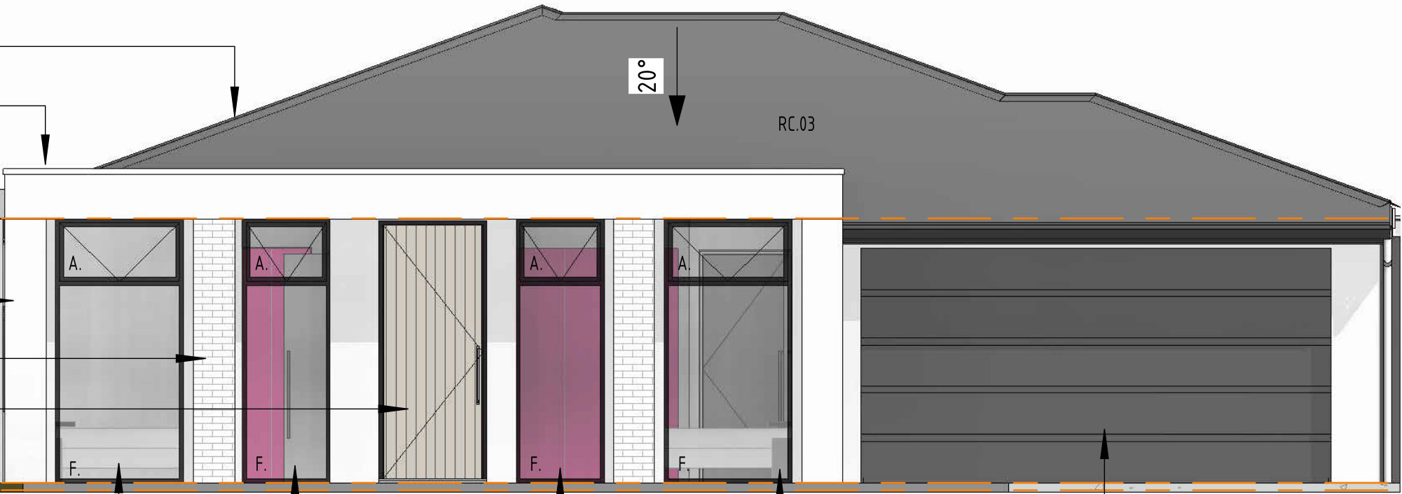 Residence 1 front elevation drawing